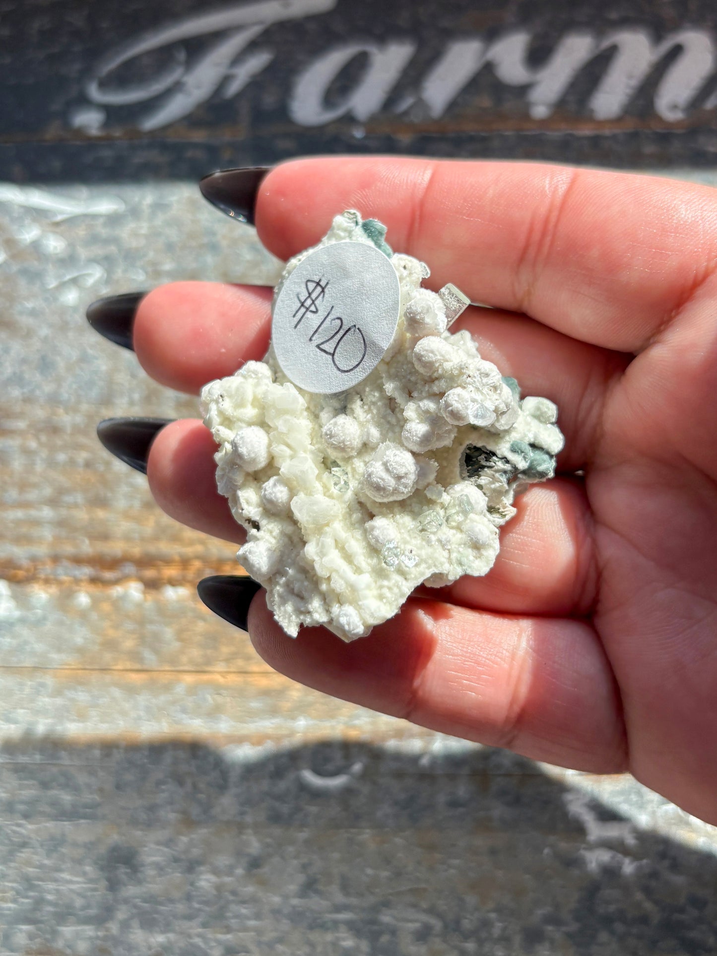 Rare White Botryoidal Gyrolite with Gemmy Green Apophyllite – Stunning Combo Mineral from India