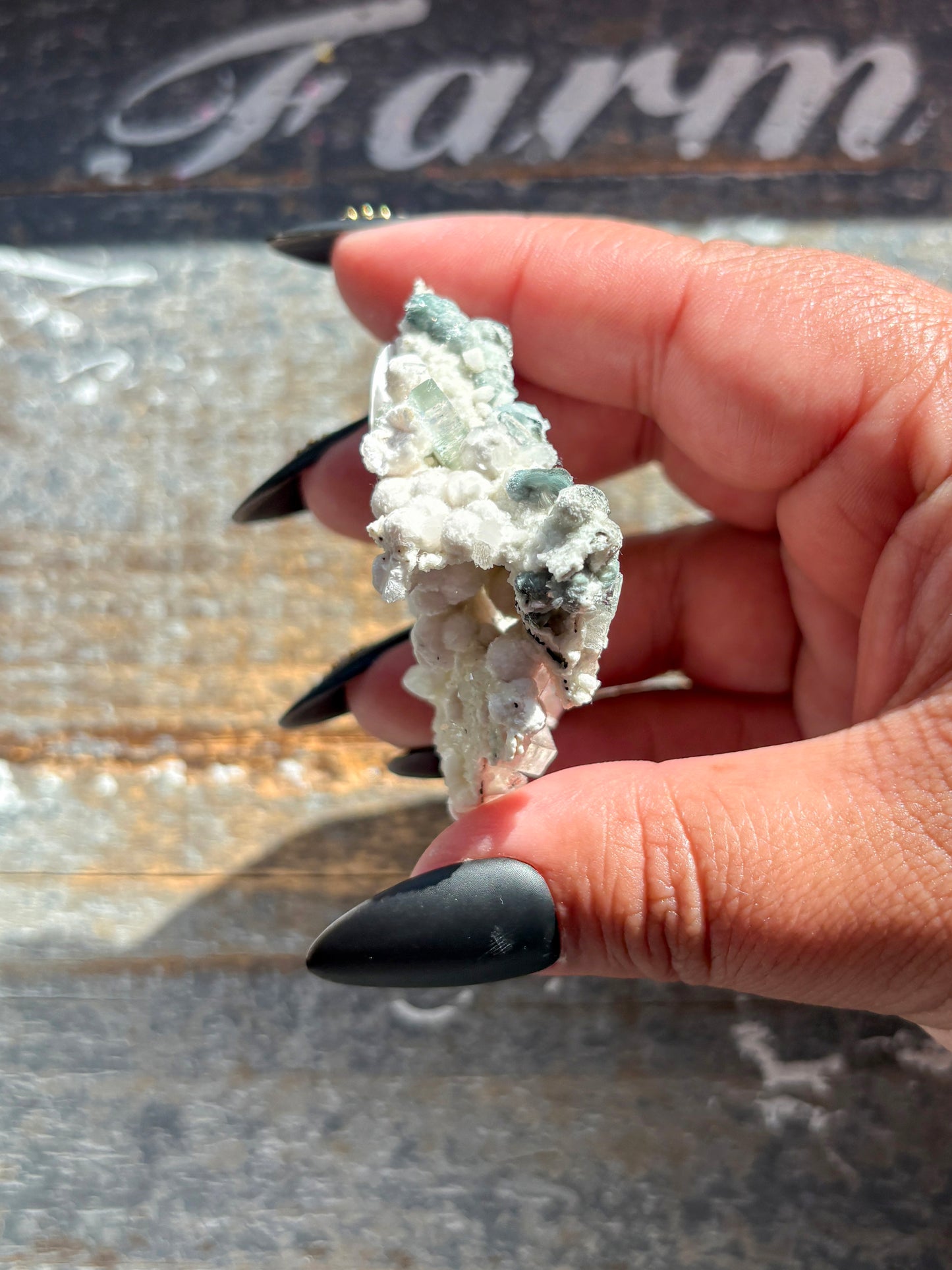 Rare White Botryoidal Gyrolite with Gemmy Green Apophyllite – Stunning Combo Mineral from India