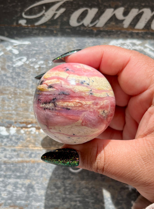 Gorgeous Strawberry/Pink Opal Hand Carved Sphere from Peru *Tucson Gem Show Exclusive*