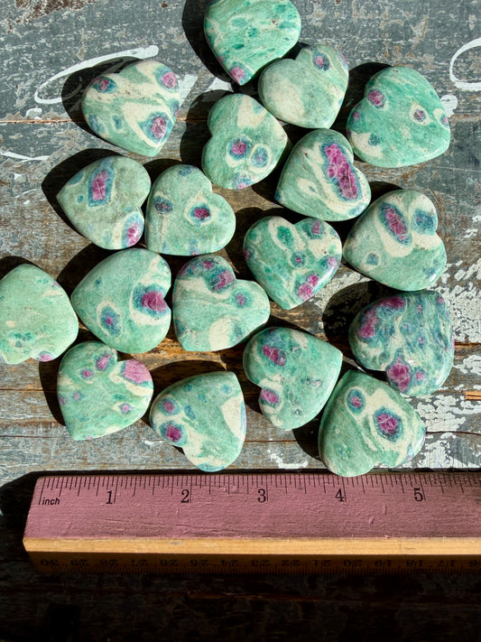 One (1) Ruby in Fuchsite Heart | India | Intuitively Chosen