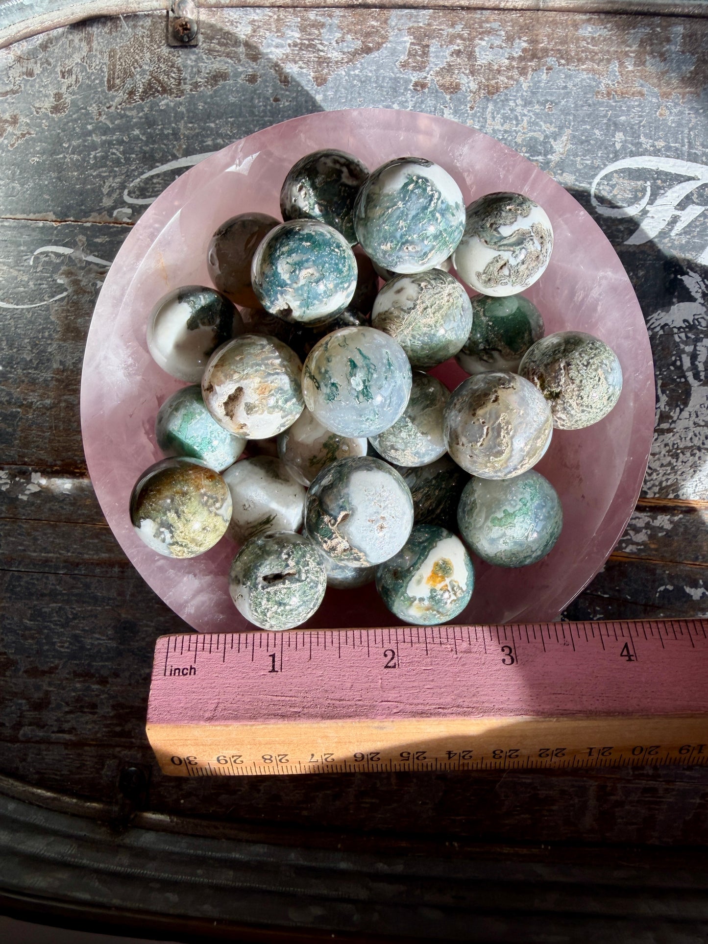 One (1) Moss Agate Mini Sphere | India | Intuitively Chosen
