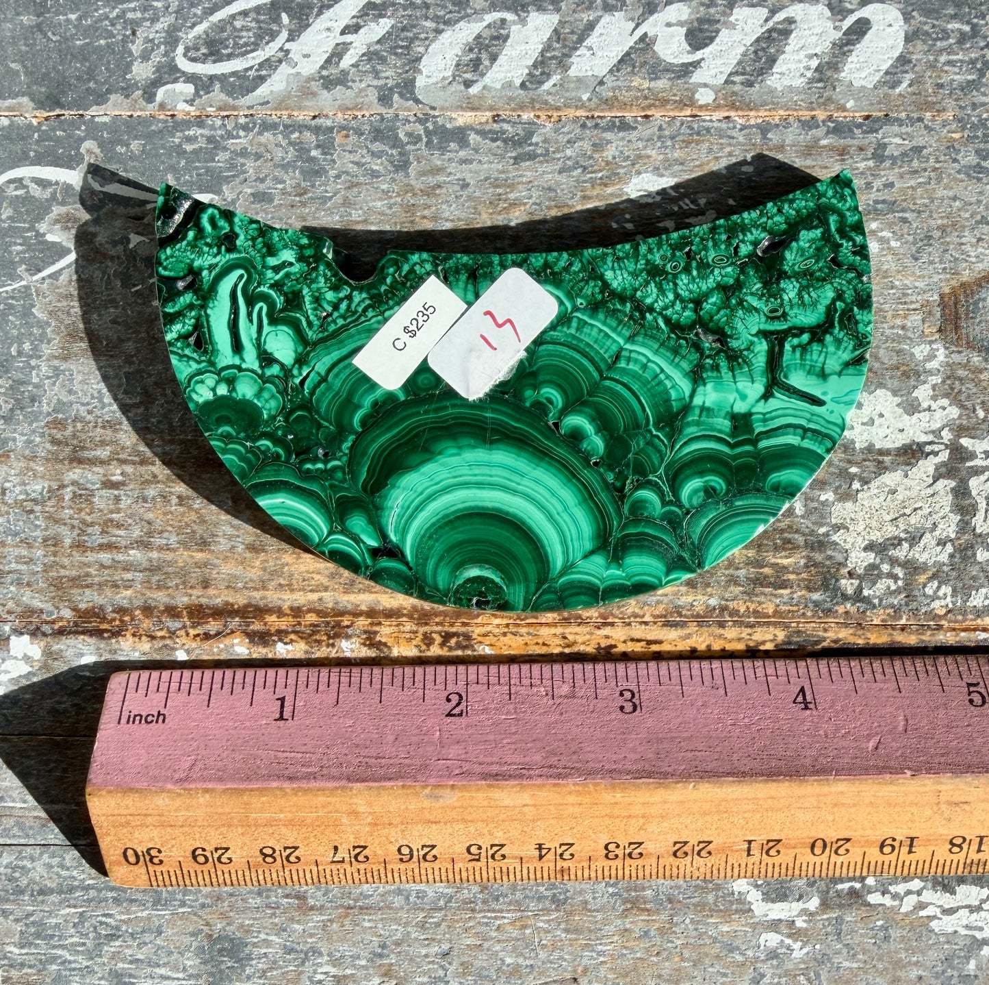 Gorgeous Malachite Moon with Silver Stand | Opt C