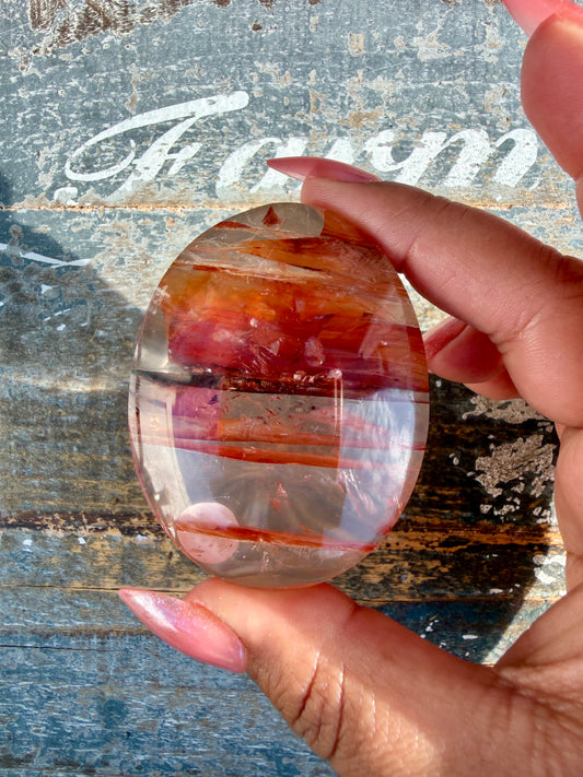 Gorgeous High Quality Fire Quartz Palm Stone | Opt 70