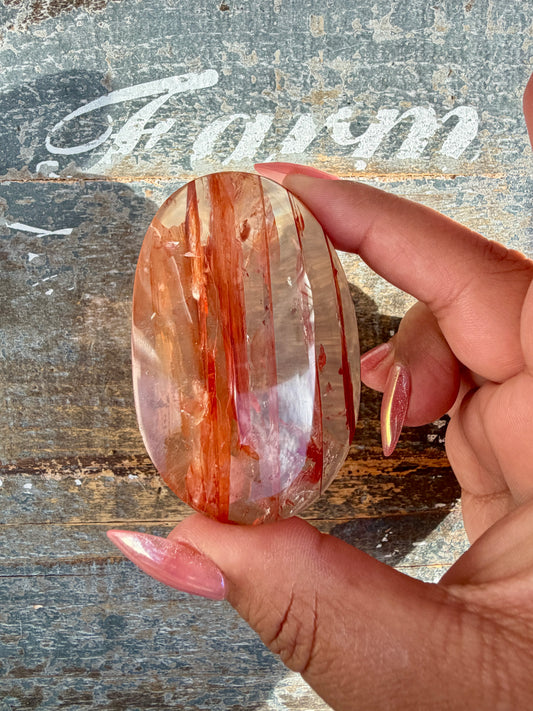 Gorgeous High Quality Fire Quartz Palm Stone | Opt 74