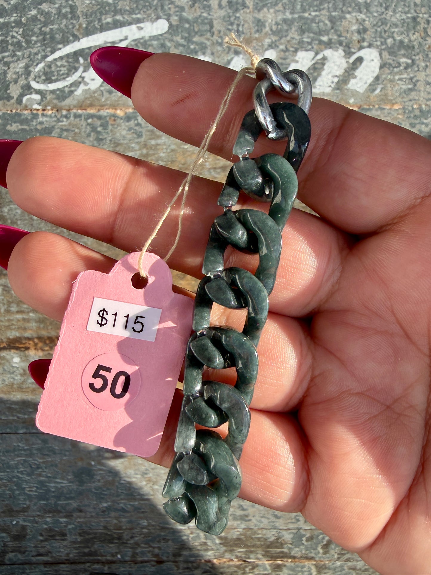 Gorgeous Hand-Carved Black Jade Chain Bracelet | 8" from Clasp to Clasp | Opt 50