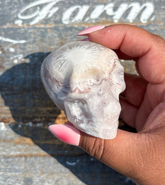 Gorgeous Flower Agate in Pink Amethyst Skull | Opt A