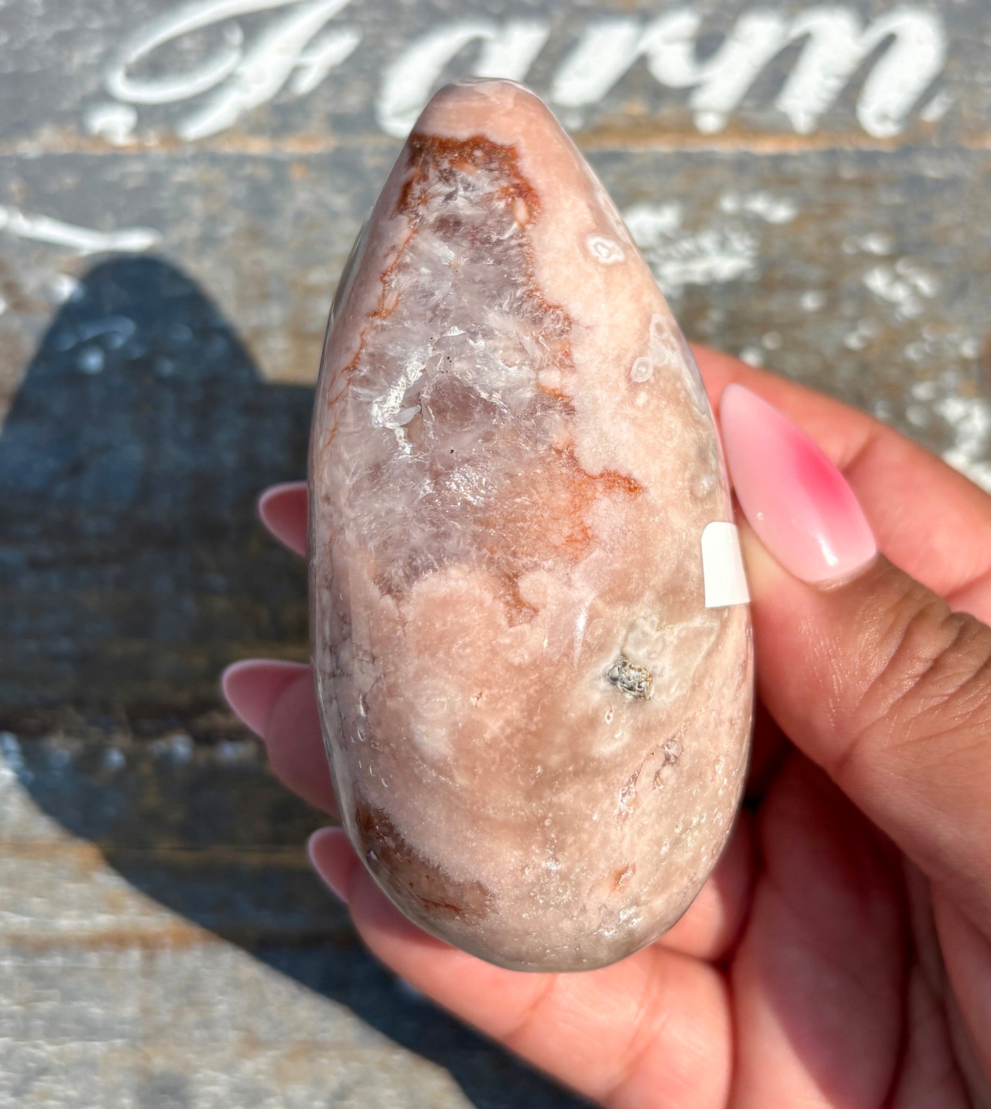 Gorgeous Flower Agate in Pink Amethyst Egg | Opt D
