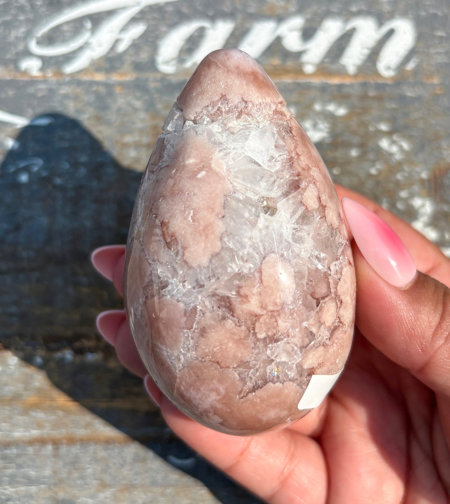 Gorgeous Flower Agate in Pink Amethyst Egg | Opt B