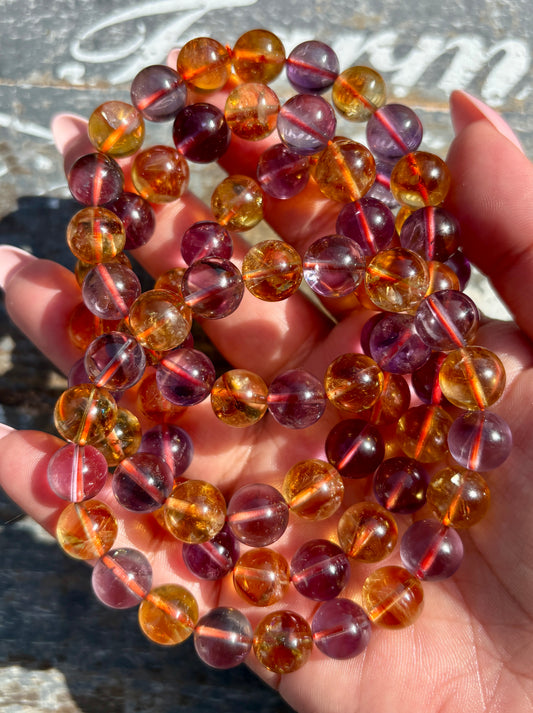 One (1) Citrine & Amethyst Bracelet | Wrist Size 6.5-6.75" | 10mm