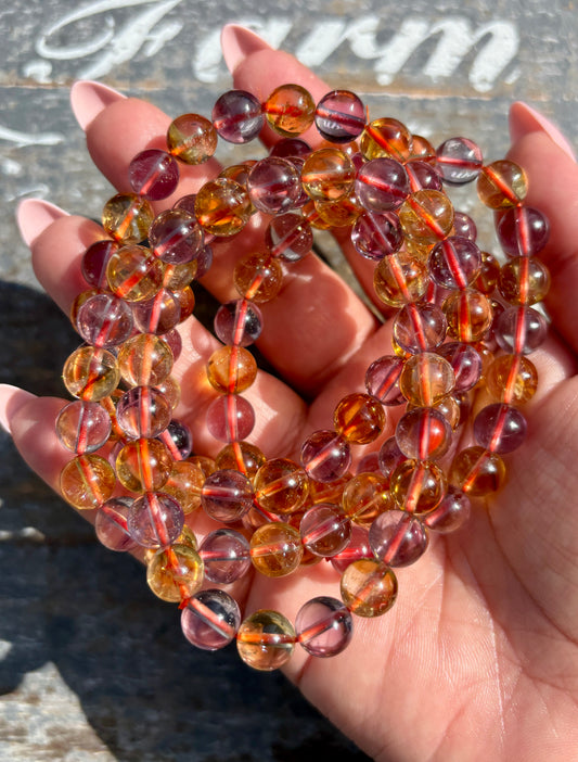 One (1) Citrine & Amethyst Bracelet | Wrist Size 6.25" | 8mm