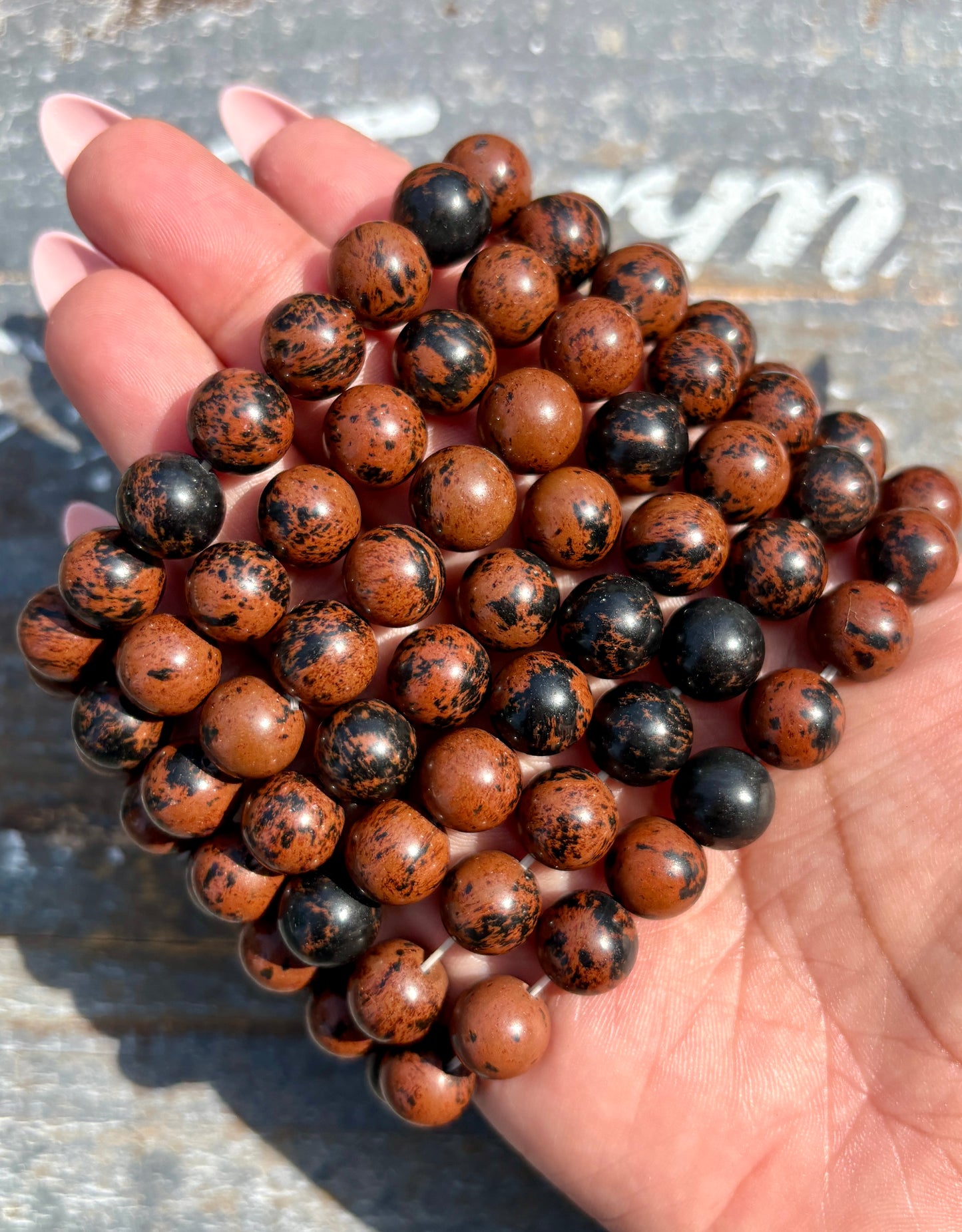 One (1) Mahogany Obsidian Bracelet | Wrist Size 6.25-6.75" | 10mm