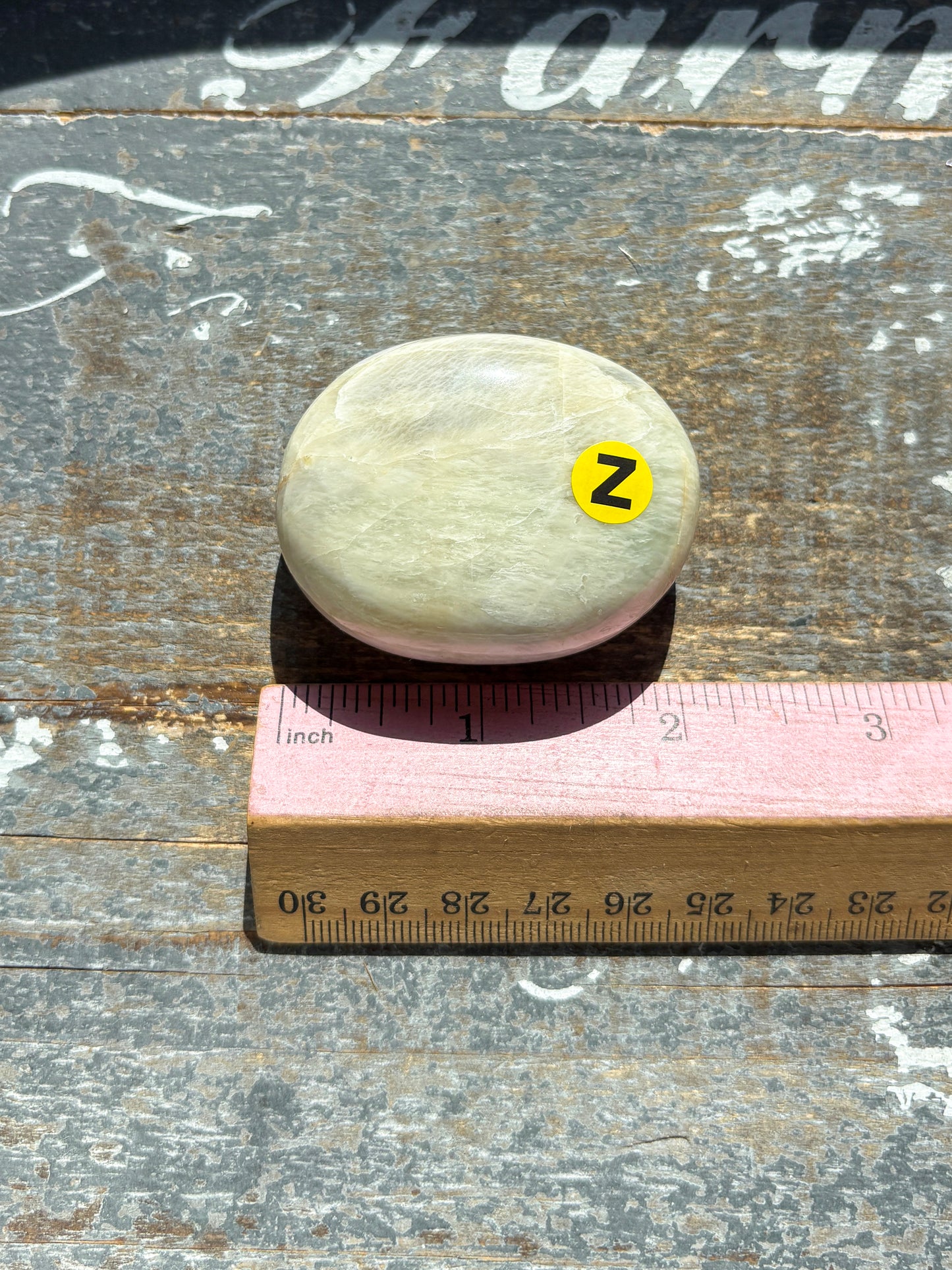 Gorgeous *RARE Green Parrot Moonstone Palm Stone from India | Z