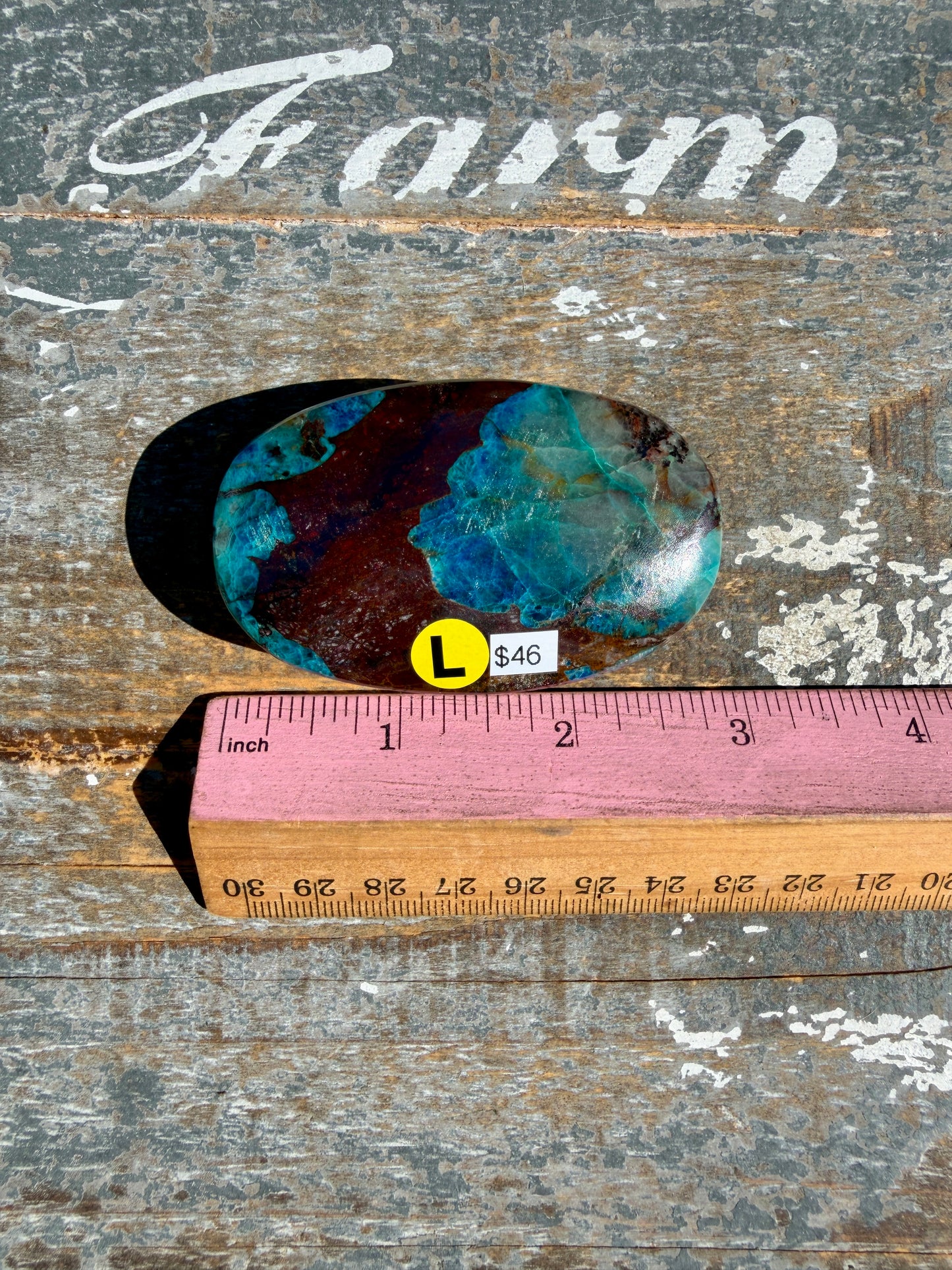 Gorgeous Chrysocolla/Azurite Palm Stone from Peru | Opt L