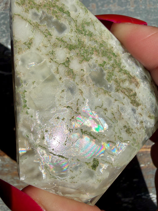 Gorgeous Optical Calcite + Moss Agate Combo Mineral Freeform From India | Opt 18
