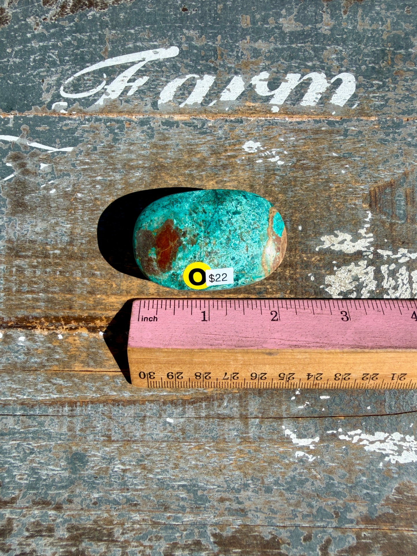 Gorgeous Chrysocolla/Azurite Palm Stone from Peru | Opt O