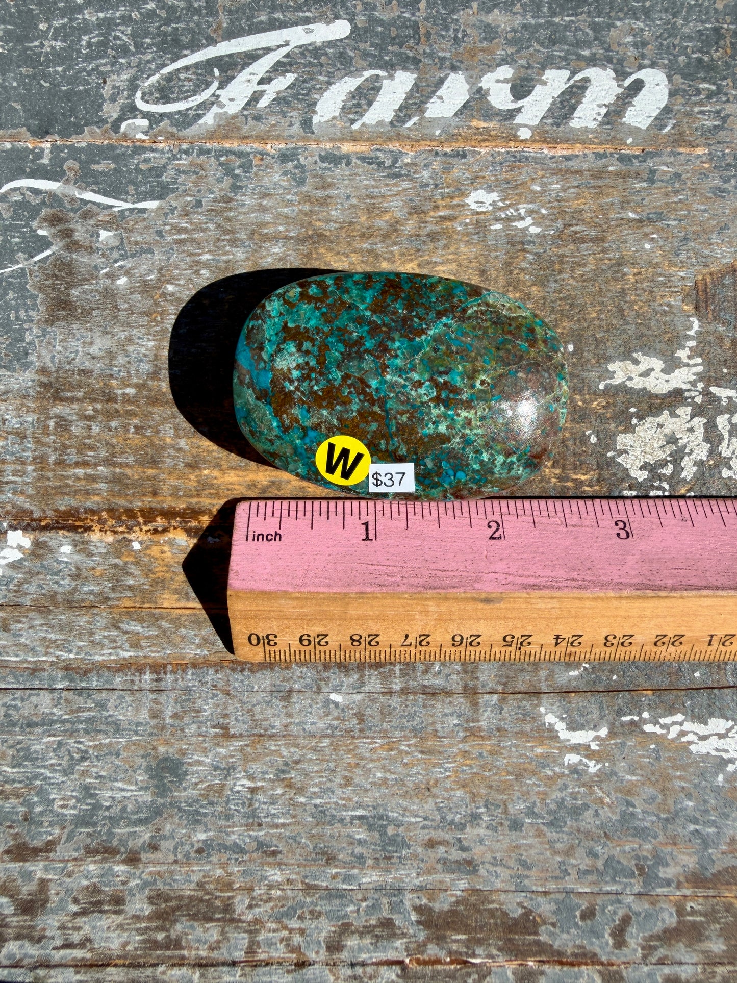 Gorgeous Chrysocolla/Azurite Palm Stone from Peru | Opt W