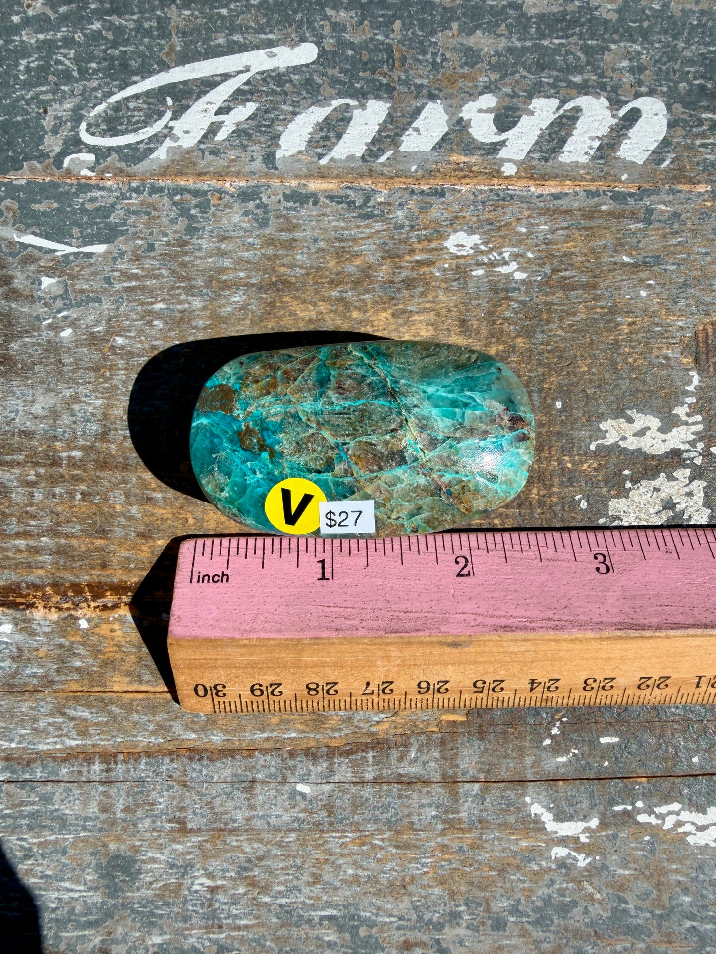Gorgeous Chrysocolla/Azurite Palm Stone from Peru | Opt V