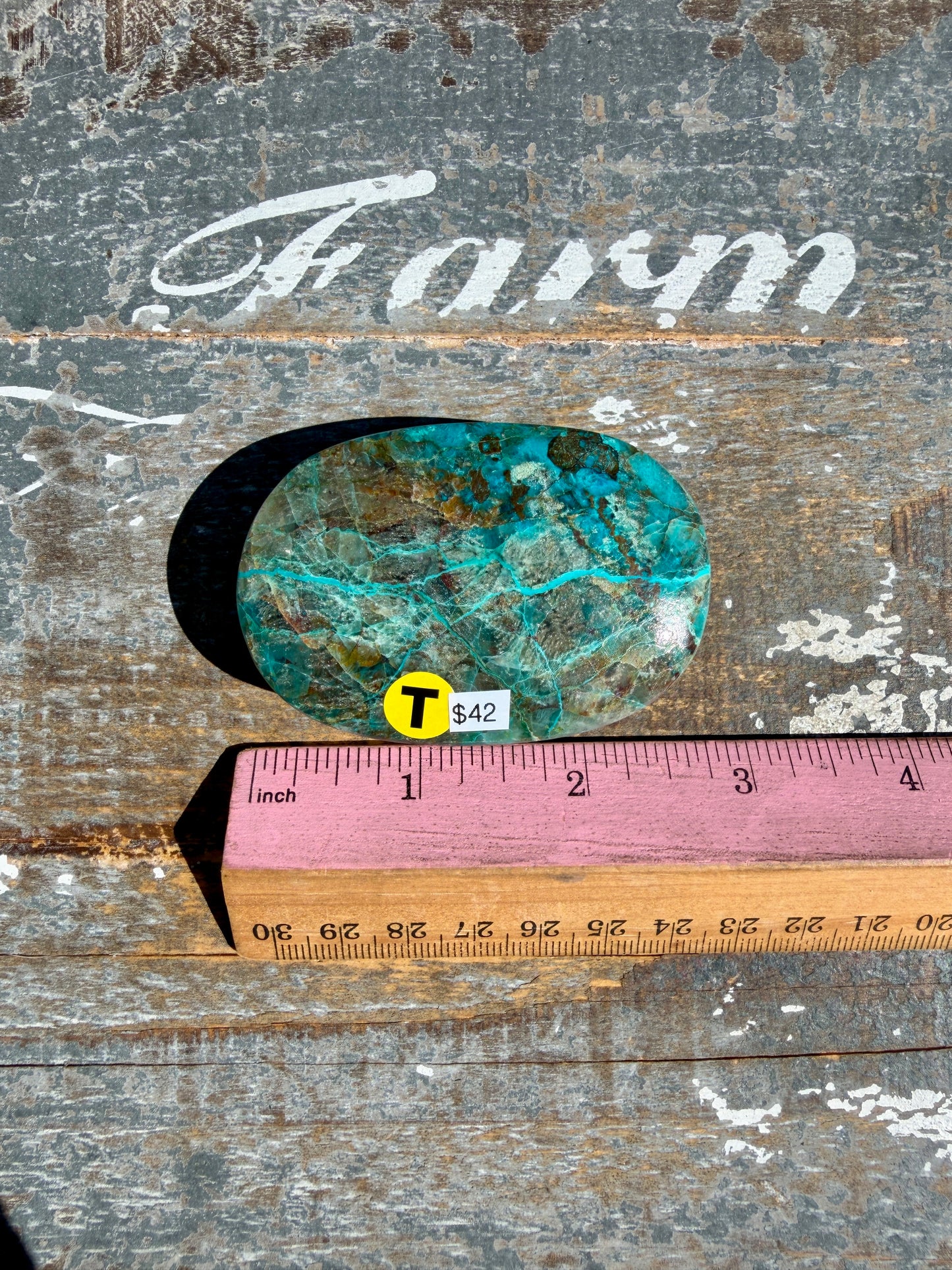 Gorgeous Chrysocolla/Azurite Palm Stone from Peru | Opt T