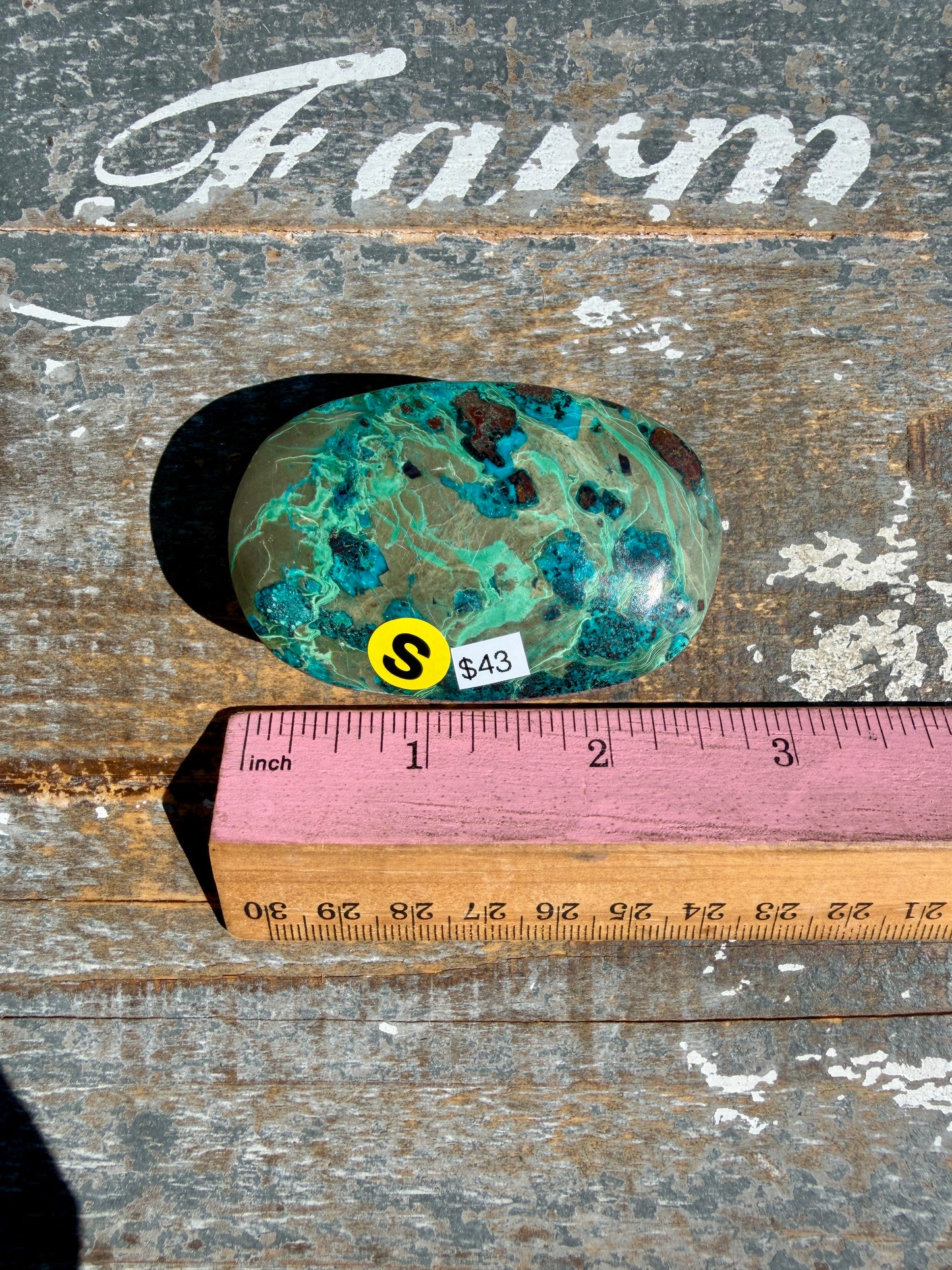 Gorgeous Chrysocolla/Azurite Palm Stone from Peru | Opt S