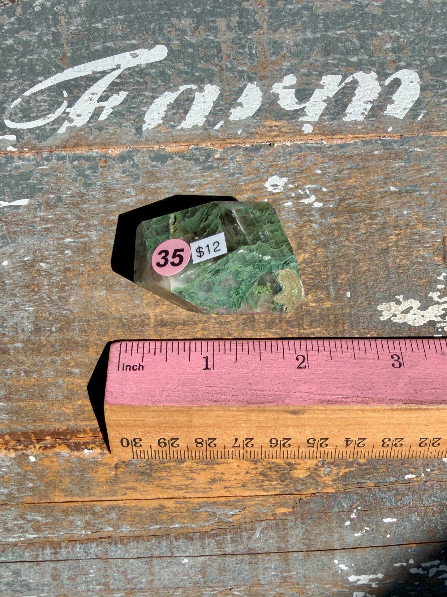 Gorgeous Optical Calcite + Moss Agate Combo Mineral Freeform From India | Opt 35