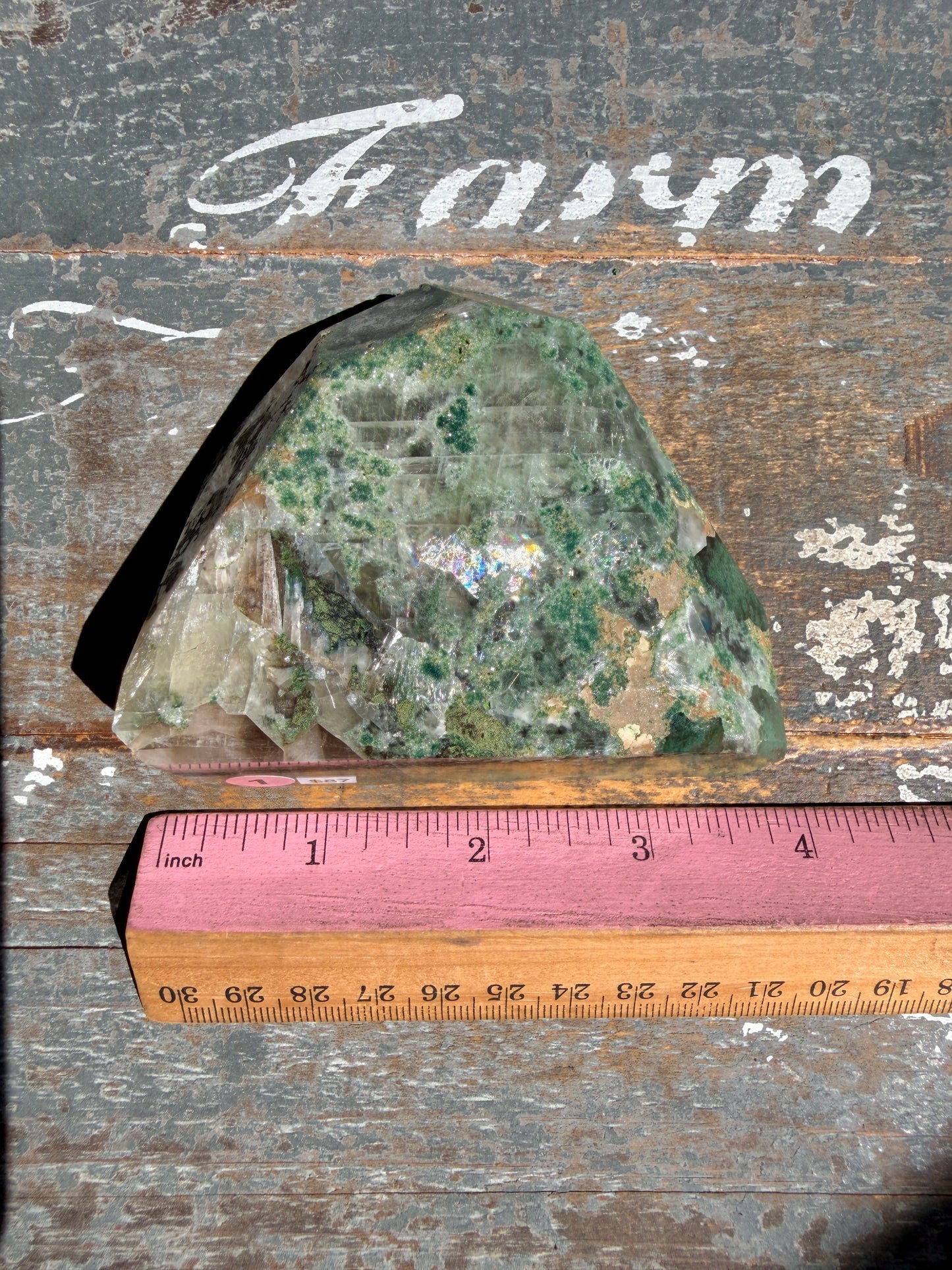 Gorgeous Optical Calcite + Moss Agate Combo Mineral Freeform From India | Opt 1
