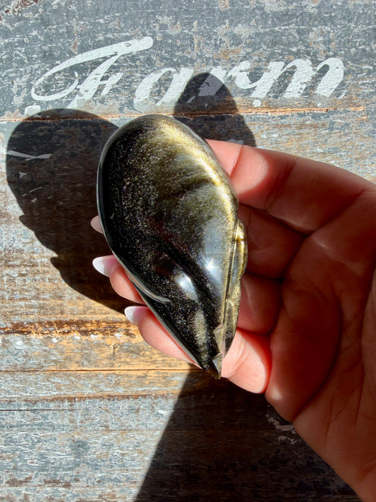 Gorgeous Gold Sheen Obsidian Alien Head | Opt K