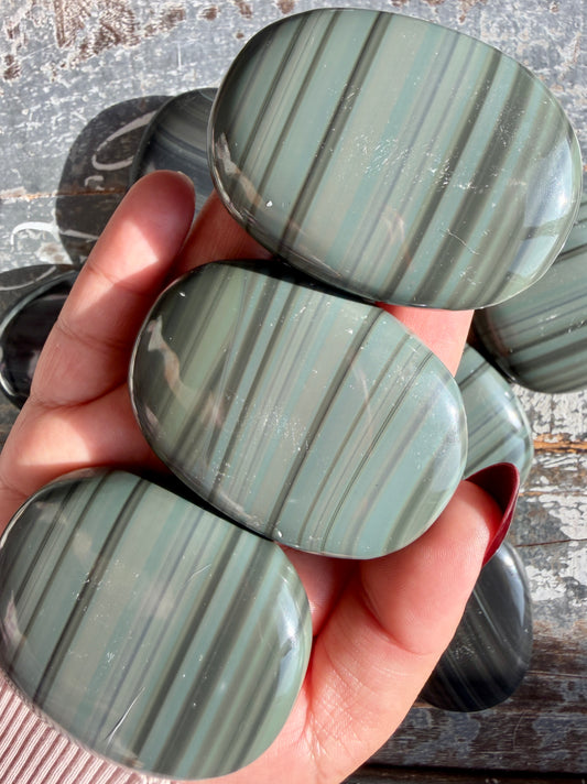 One (1) Gorgeous Platinum Obsidian Palm Stone | Intuitively Chosen | Mexico