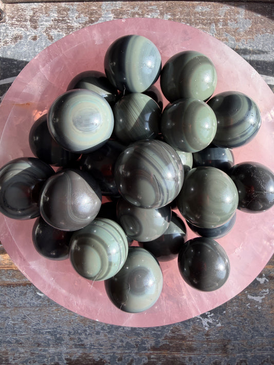 One (1) Gorgeous Platinum Obsidian Mini Sphere (25mm) | Intuitively Chosen | Mexico