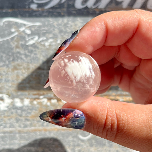Gorgeous High Grade Rose Quartz Included (Snow Quartz) Mini Sphere from Brazil | Opt K