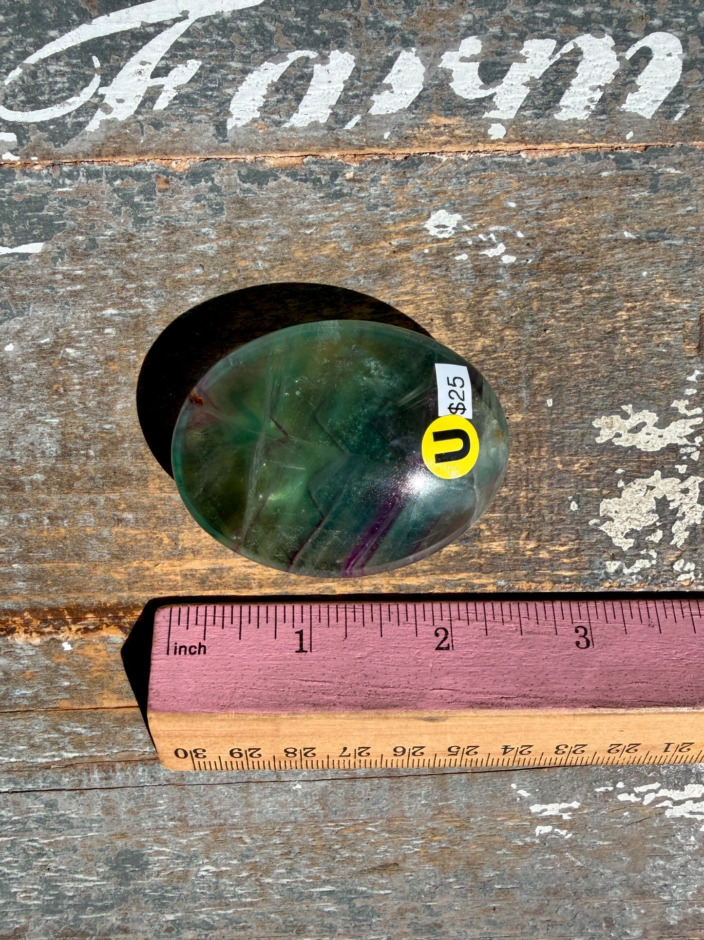 Gorgeous Rainbow Fluorite Palm Stone | Opt U
