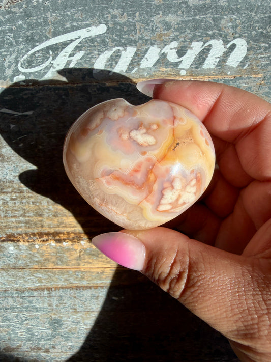 Gorgeous Flower Agate Heart | Opt S
