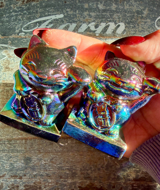 One (1) Titanium Aura Lucky Kitty