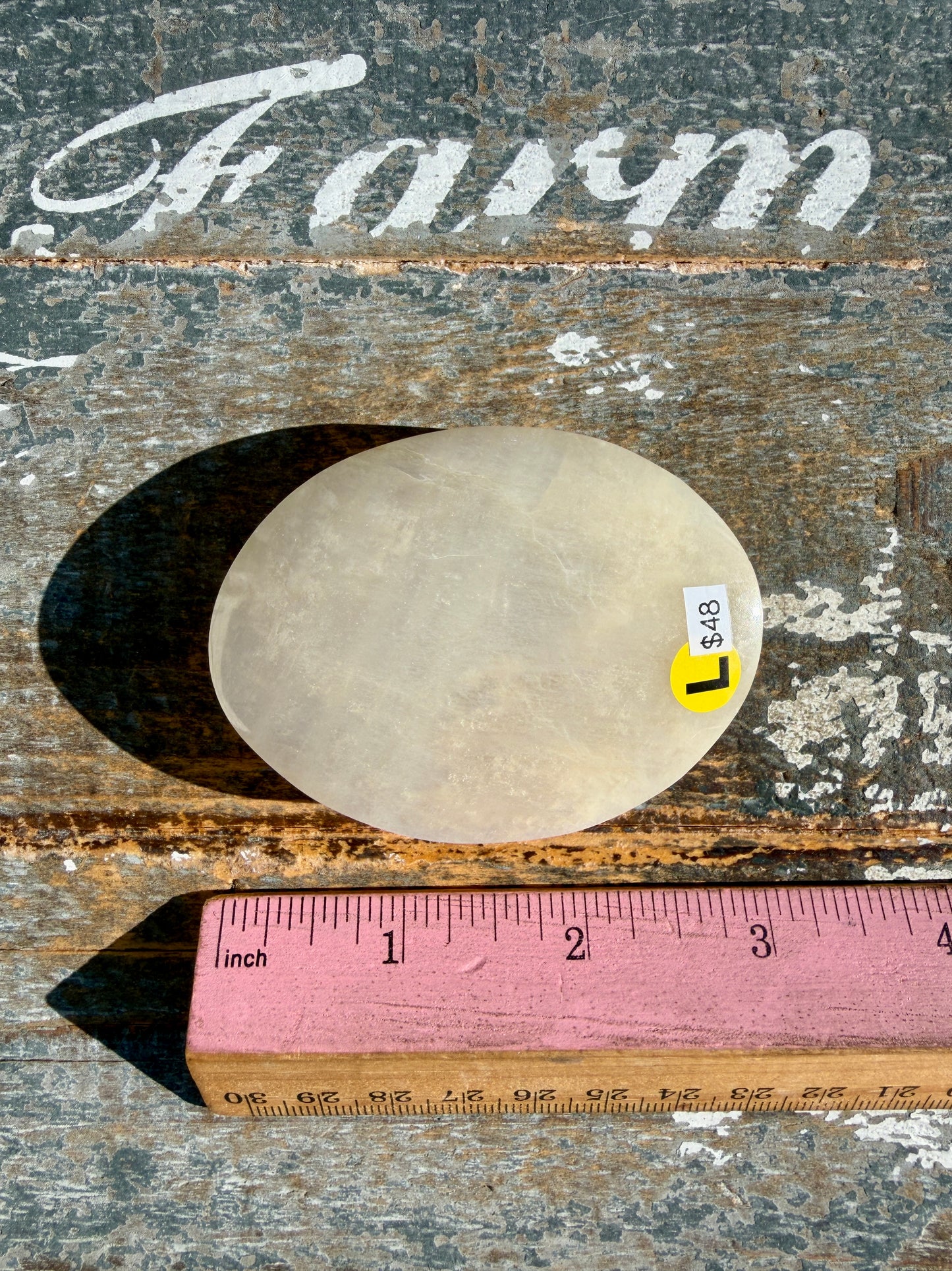 Gorgeous Blue Flash White Moonstone Palm Stone | India | Opt L