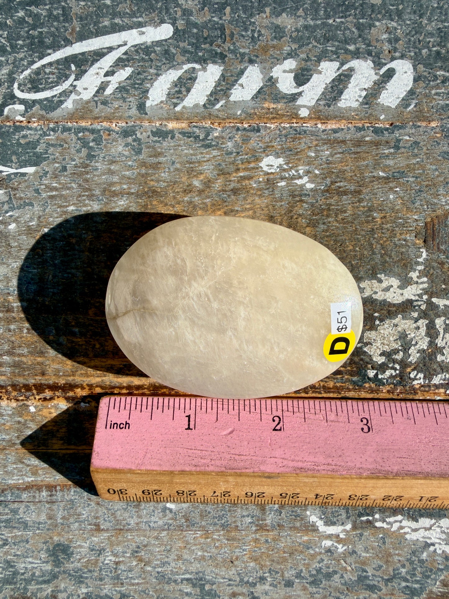 Gorgeous Blue Flash White Moonstone Palm Stone | India | Opt D