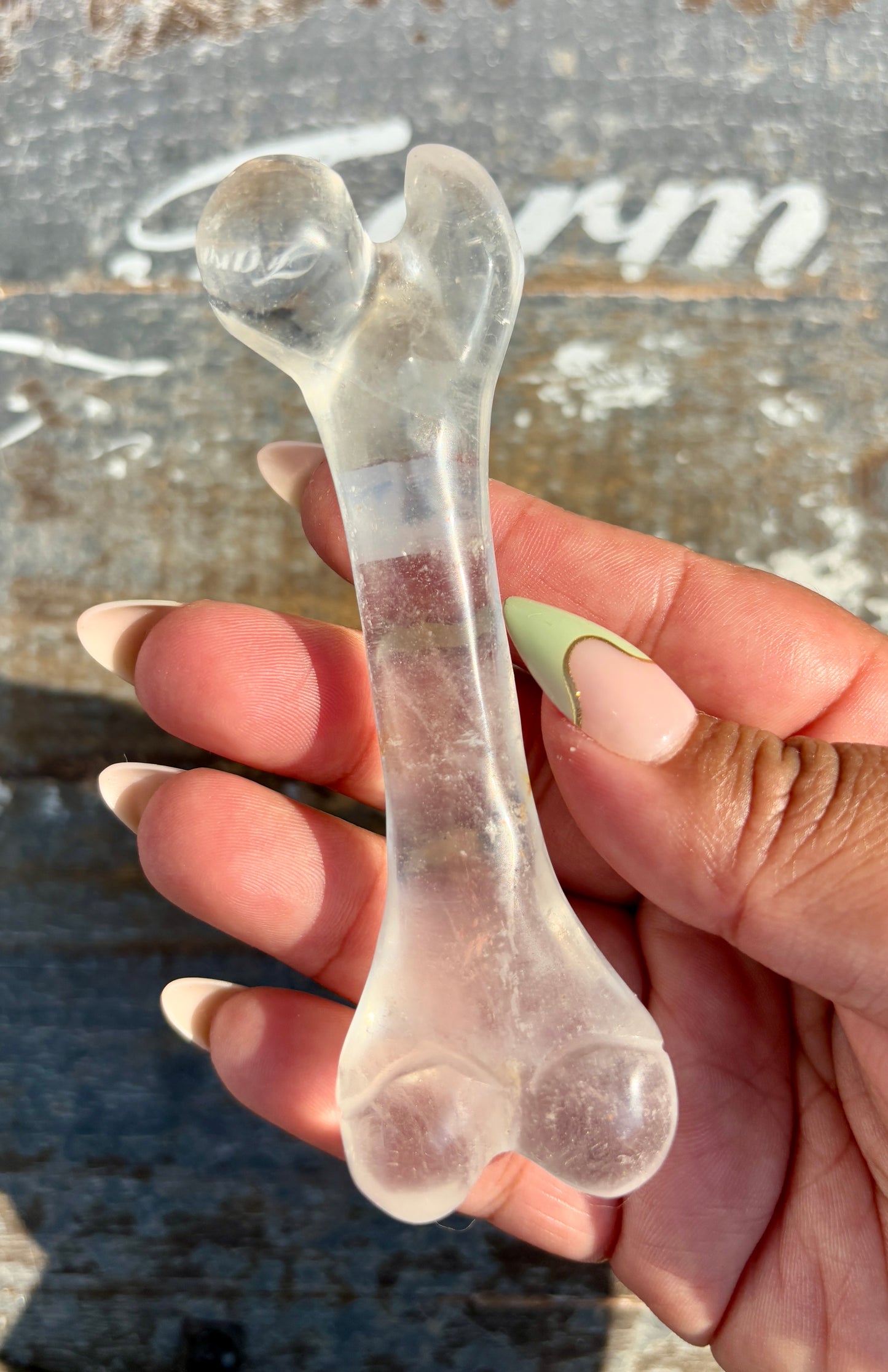 Clear Quartz Bone | Hand Carved | Opt D