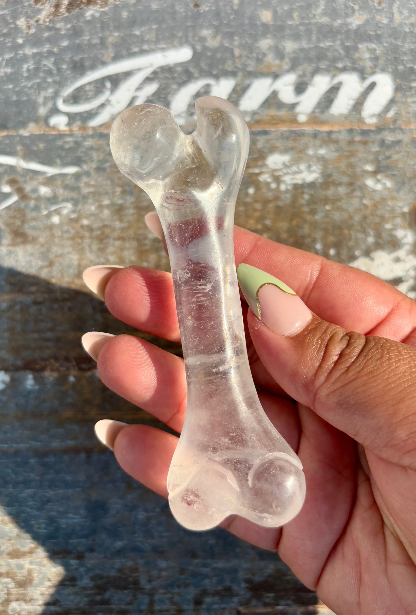 Clear Quartz Bone | Hand Carved | Opt G
