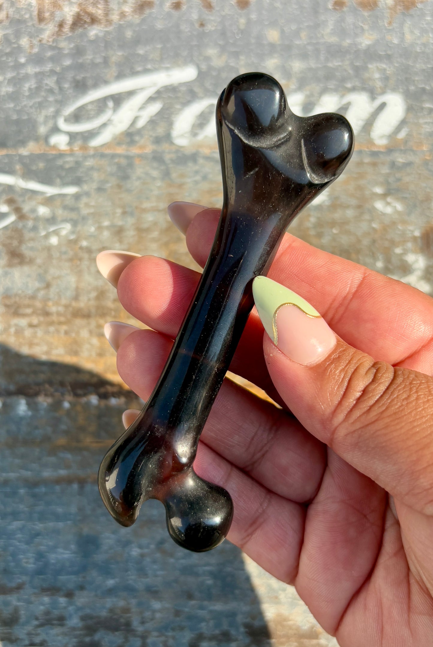 Ice Obsidian Bone | Hand Carved | Opt J