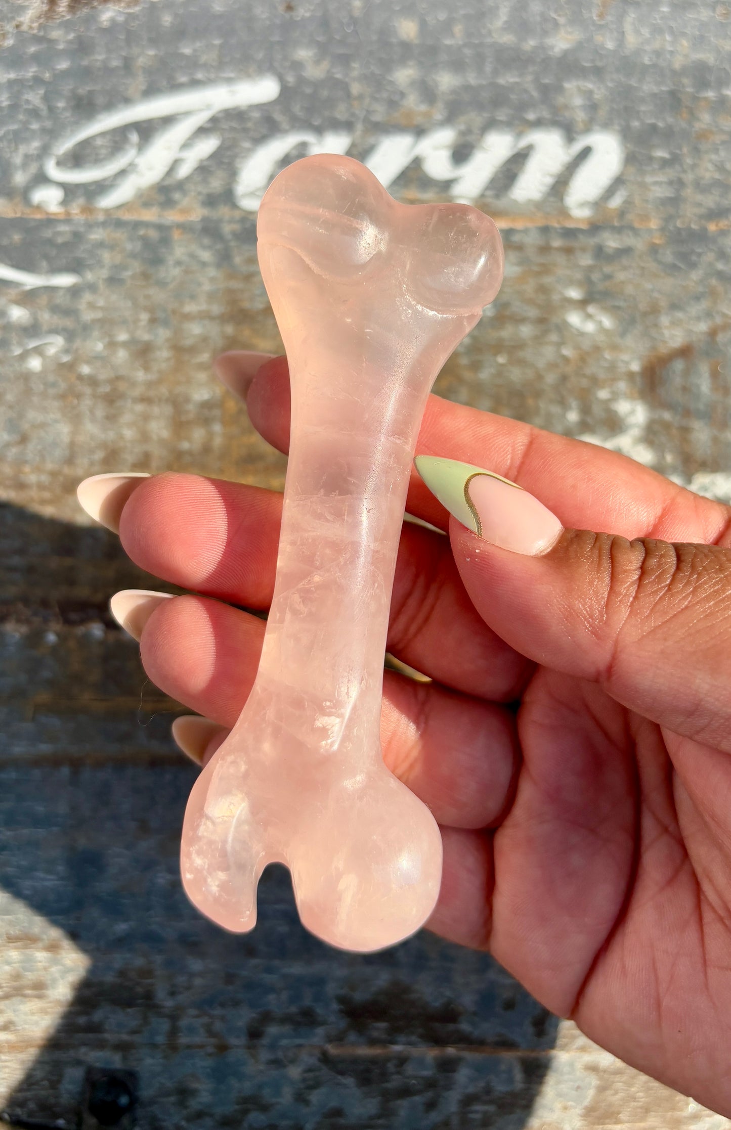 Rose Quartz Bone | Hand Carved | Opt N