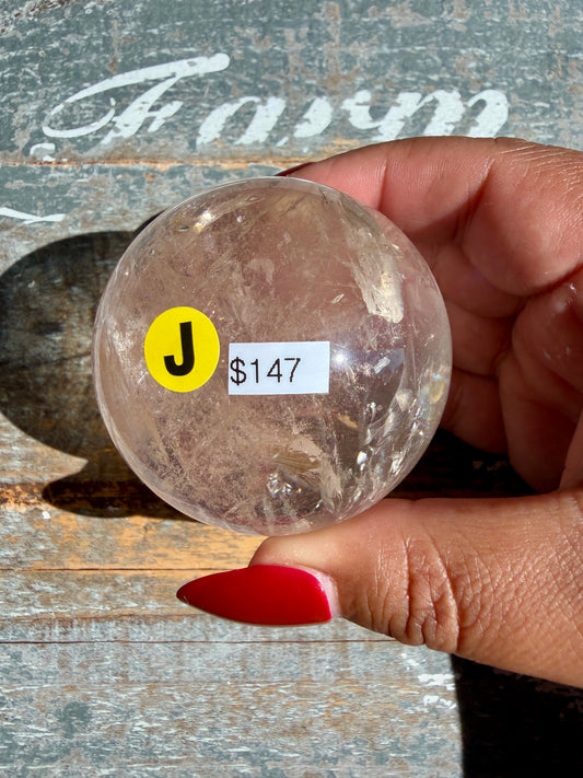 Clear Fire Quartz Sphere (Subtle Pink Hue) | Opt J
