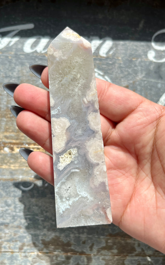 Gorgeous Flower Agate with Green Amethyst Tower from Madagascar