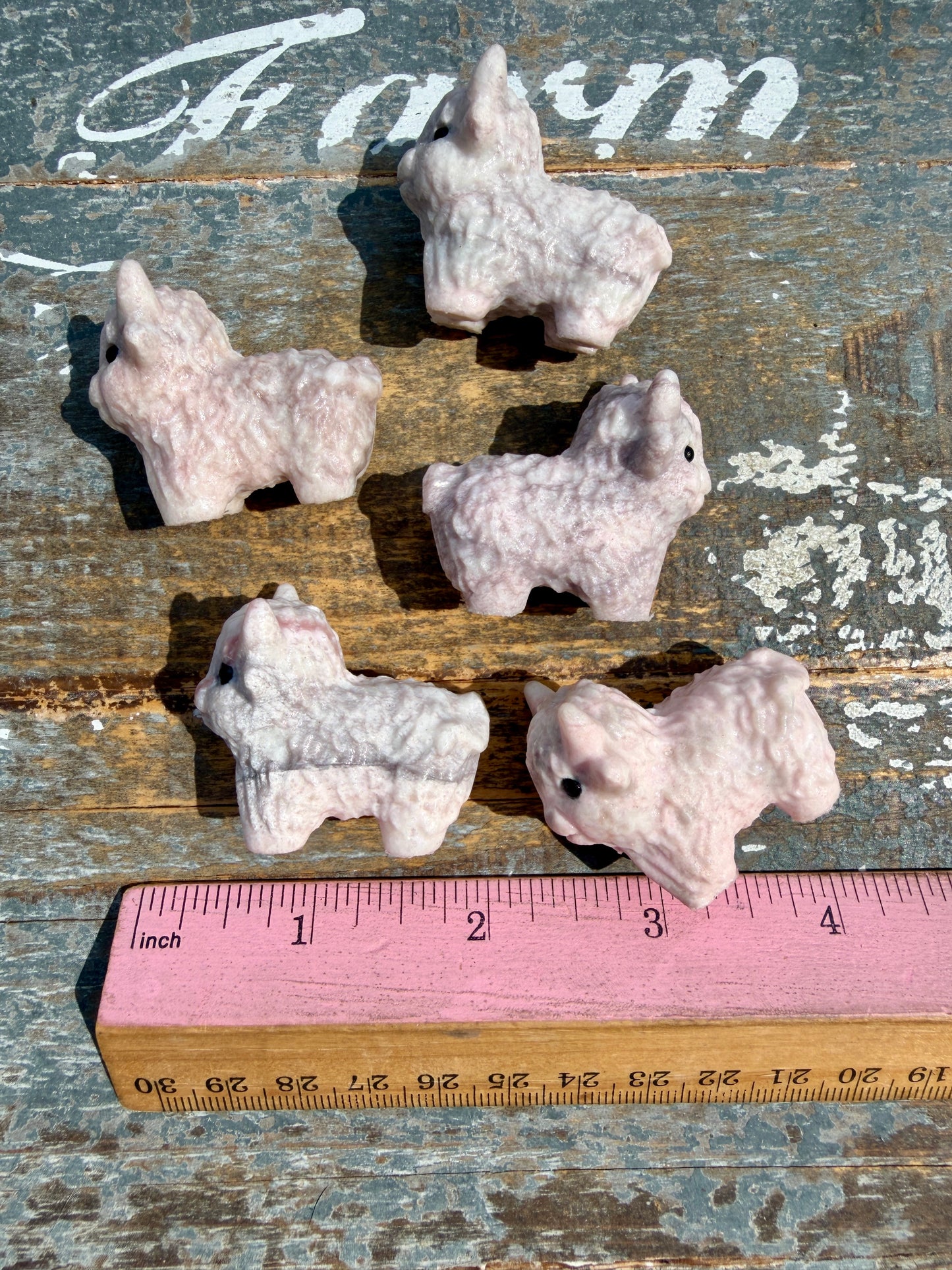One (1) Pale Pink Opal Mini Highland Cow | Intuitively Chosen