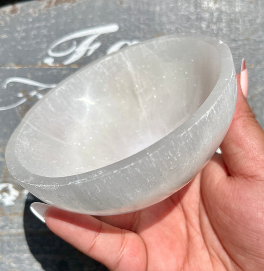 Gorgeous Satin Spar/Selenite Polished Bowl from Morocco | Opt A