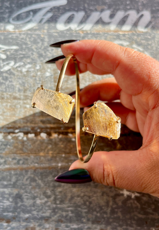 Gorgeous Golden Rutile Gold Cuff Sourced and Crafted in Brazil