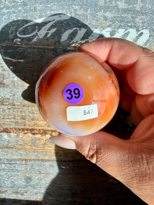 Gorgeous Carnelian/Orca Agate Sphere | Opt 39