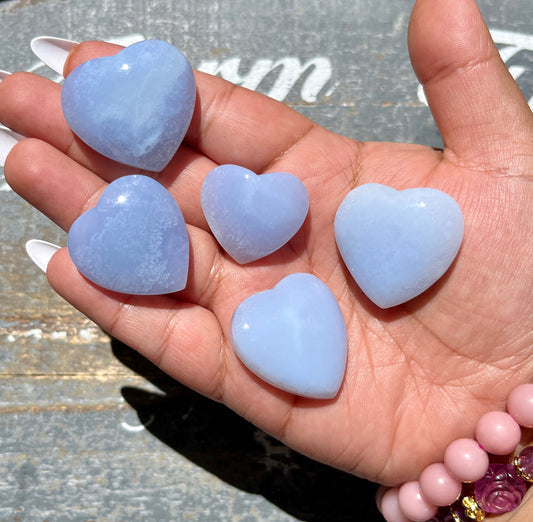 One (1) Blue Lace Agate Heart