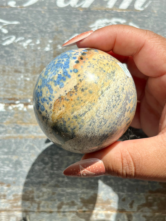 Gorgeous Blue Dalmatite Hand Polished Sphere from Peru