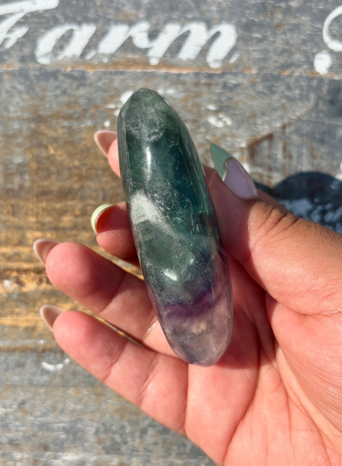 Gorgeous High Grade Rainbow Fluorite Palm Stone | Opt H