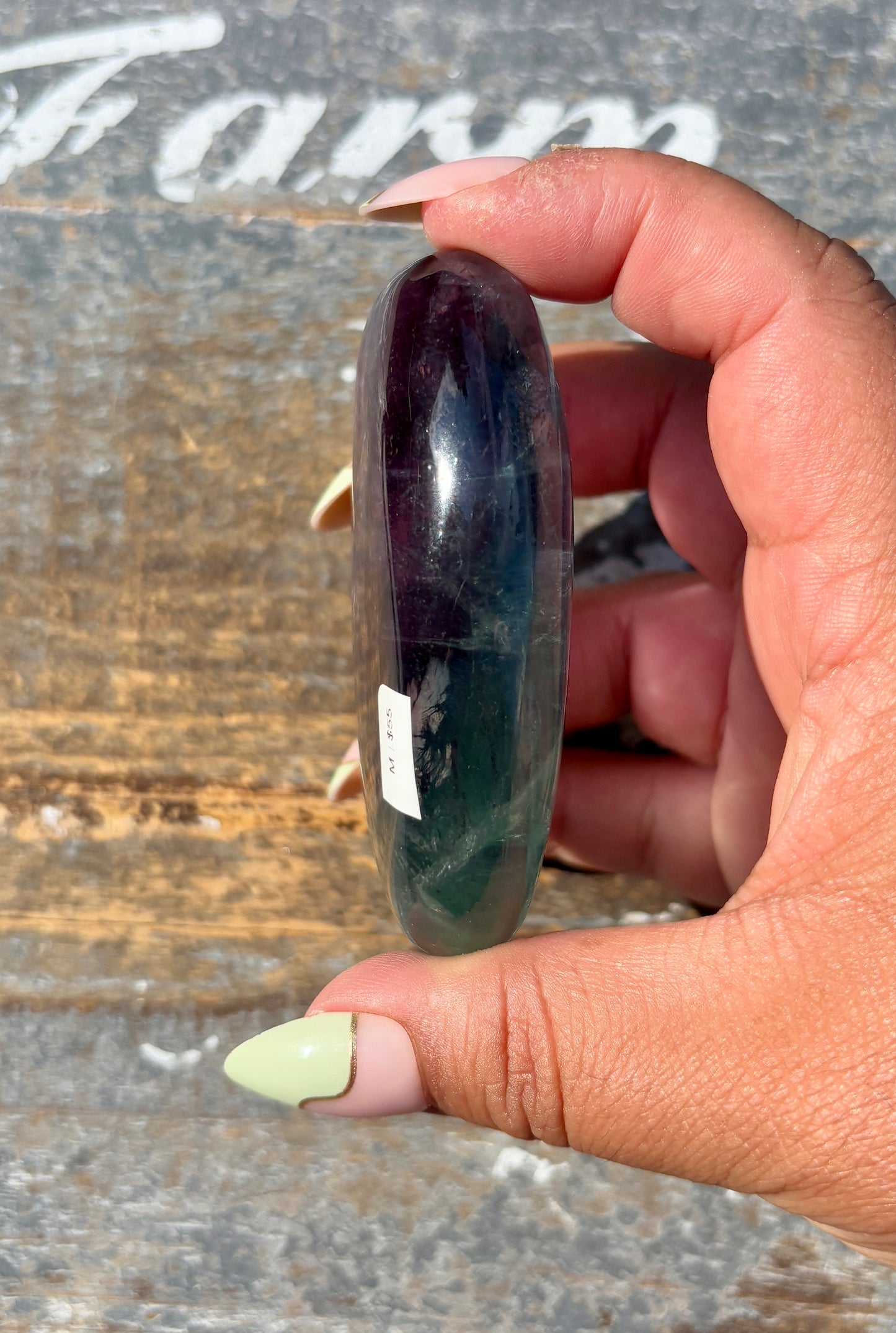 Gorgeous High Grade Rainbow Fluorite Palm Stone | Opt M