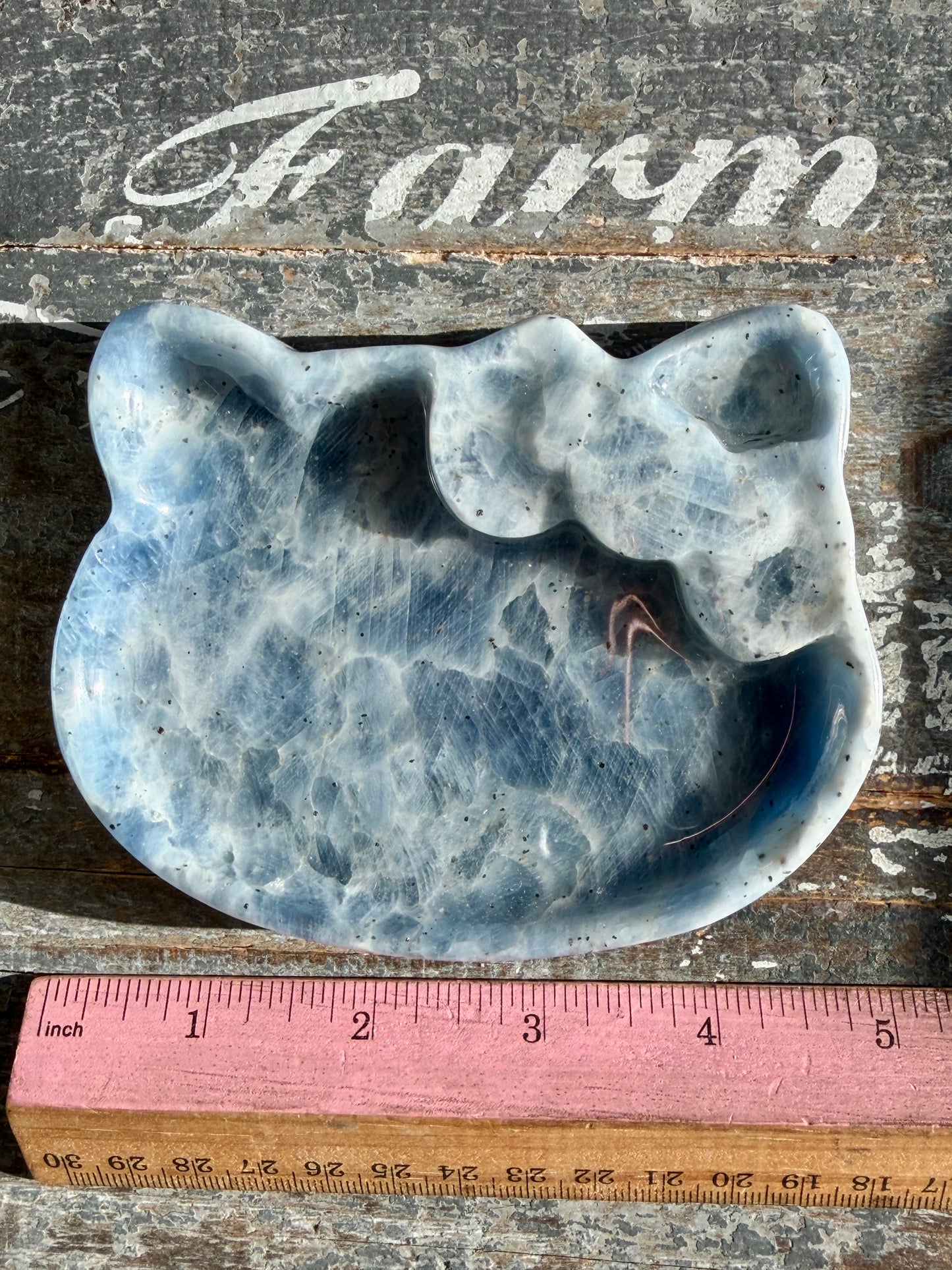 Gorgeous High Quality Blue Calcite Hello Kitty Bowl