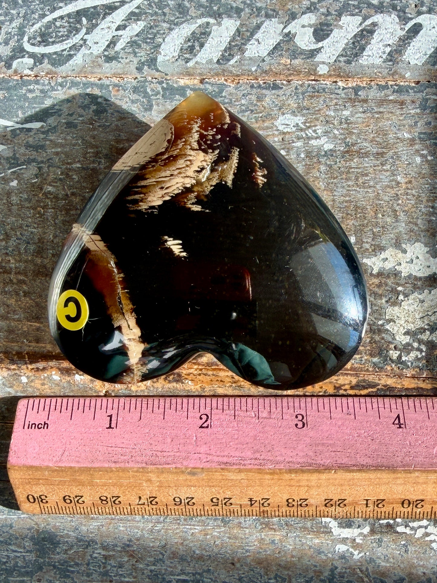 Gorgeous Blue Amber Large Heart | Opt C